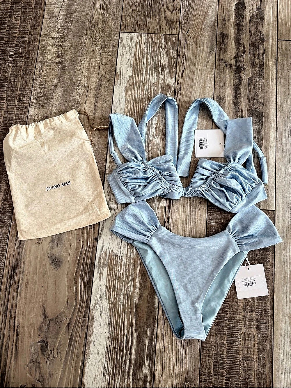 DIVINO SEAS Blue Ruched Bikini Set NWT